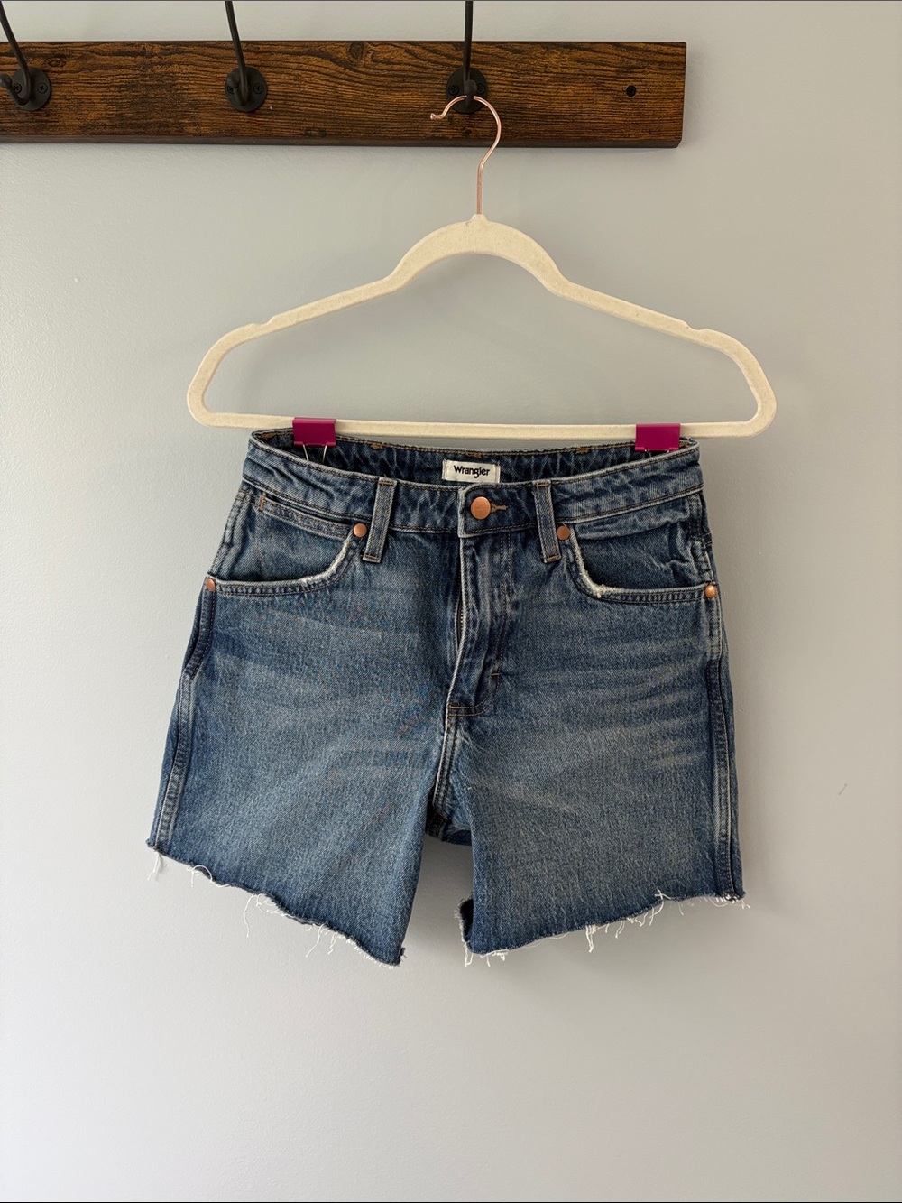 Wrangler Medium Blue Cutoff Denim Shorts